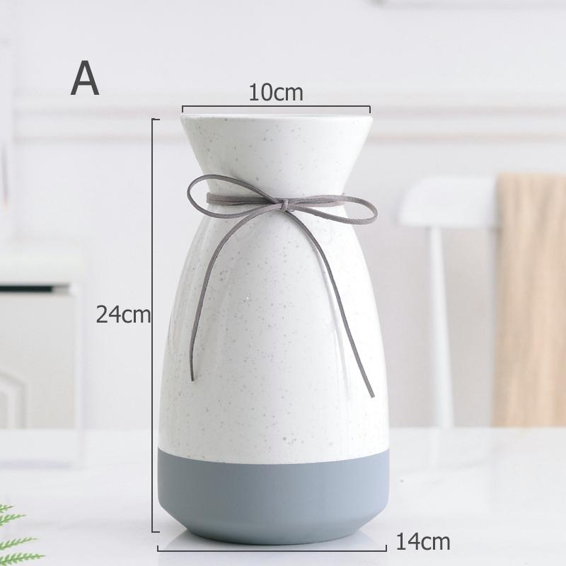 1pc Multicolor Ceramic Vase with Rope Design White Grey Flower Vase Home Decoration Flower Container Pot