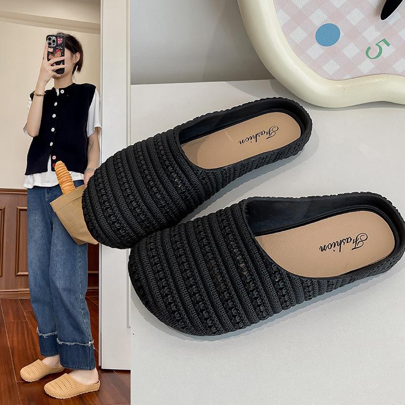 2026 Summer New Women's Closed Toe Slippers, Home Indoor Non-Slip Breathable Lazy Outdoor Lightweight Flat Sandals