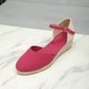 Fashion Baotou Sandals for Women's 2025 Summer Grass Woven Hemp Rope Slope Heel Shoes Women Round Toe Thick Sole Buckle Womens Sandals