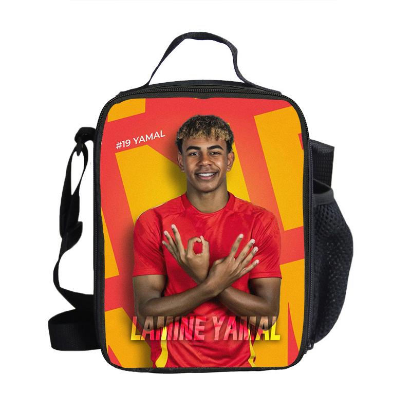 Borse Pranzo L-Lamin Yamal Sacchetti Conservazione Cibo Borsa Termica Stella del Calcio Contenitore Pranzo Isolato Borsa a Tote Anti-perdita Scatola Pranzo