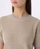 MUSINSA STANDARD WOMAN Women'S Mini Boucle Ringer Short Sleeve Knit [Beige/Sky Blue]