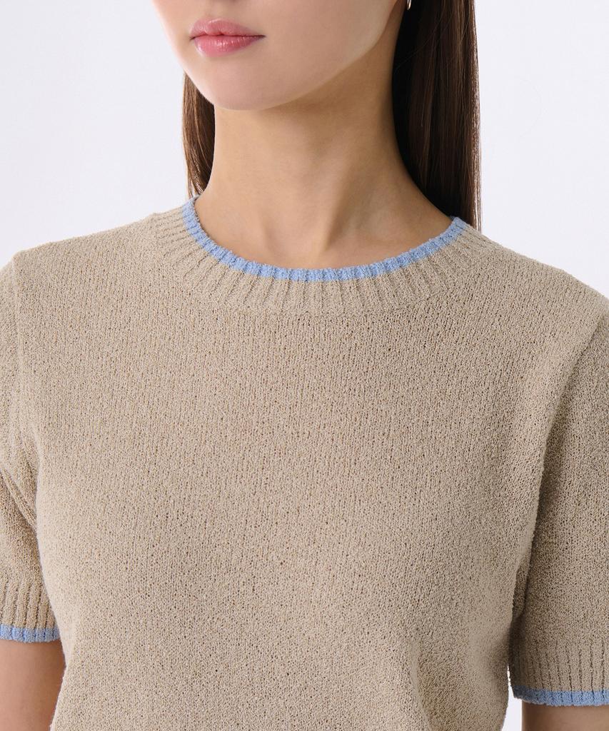 MUSINSA STANDARD WOMAN Women'S Mini Boucle Ringer Short Sleeve Knit [Beige/Sky Blue]