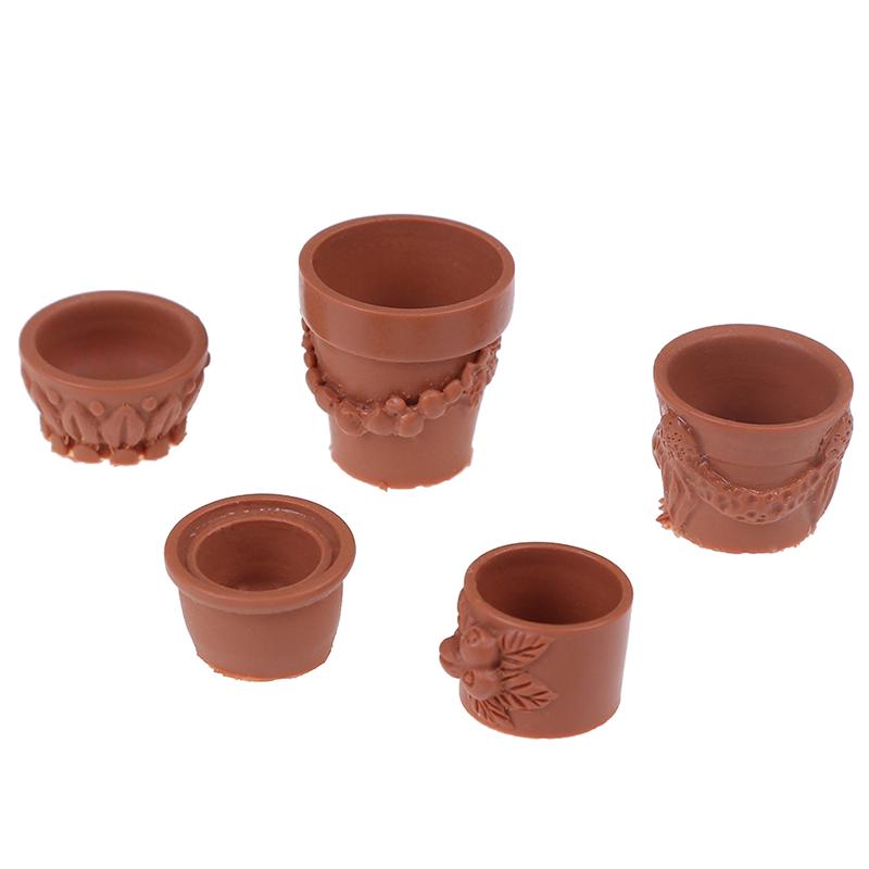 7Pcs/Set1:12 Mini Resin Landscape Flower Pot Doll House Garden Children'S Toys