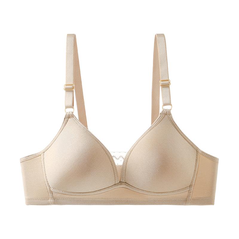 No steel ring bra smooth surface thin cup gathering anti-light three-breasted middle-aged and elderly bra factory