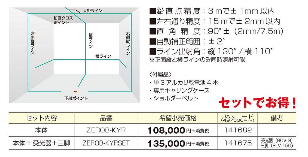 Tajima KYR Laser and Zero Level, Square, Horizontal, Vertical, Blue, ZEROB-KYR
