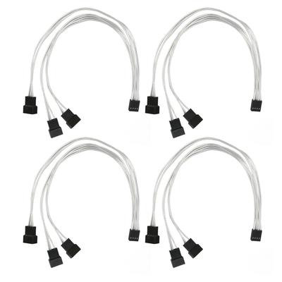 4 adet PWM Fan Uzatma Kablosu 4 Pin Gümüş Kaplama Bakır Tel PC Fan Uzatma Kablosu PC Soğutma için