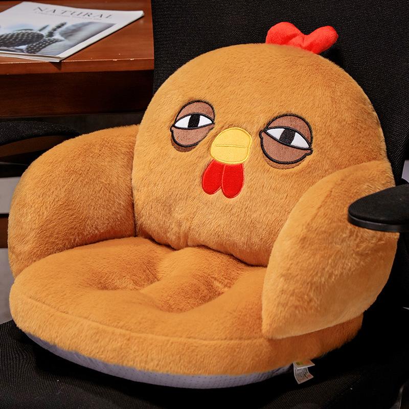 Semi-Surround Thickened Plush Seat Cushion Lazy Integrated Butt Pad Student Futon Pad Office Warm Chair Cushion