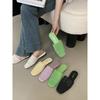 Fashion Slippers Casual Shoes Low Slides Fretwork Heels Slipers Women Luxury Soft Flat Summer 2025 Leisure Fashion Fabric Rubber PU