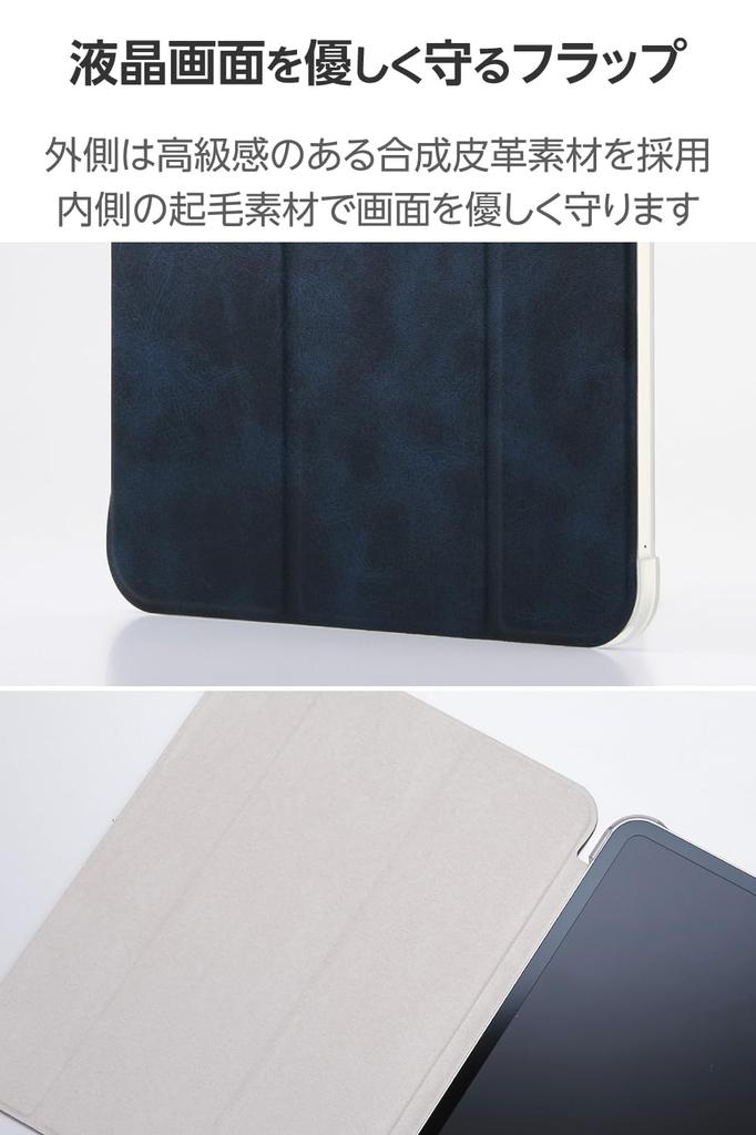 Elecom Husă pentru iPad Pro cu Unghi Reglabil Dublu Transparentă Sleep Albastru Marin 11 inch (M4) Setări, Clapă, Mod, Albastru, TB-A25PMWVNV