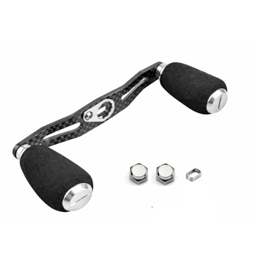 Custom Carbon Handle, 96mm Center Distance, Approximately 30g, Ultra-Lightweight, 4-Bearing, for Baitcasting Reels, Includes Knob and M8 Center Nuts (