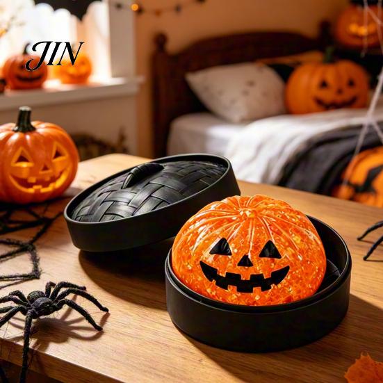 Steamed Bun Sensory Toy Halloween Dumpling Squeeze with Steamer Box, Pumpkin Ghost Bat Stress Relief for Relief, Party Favors Kids