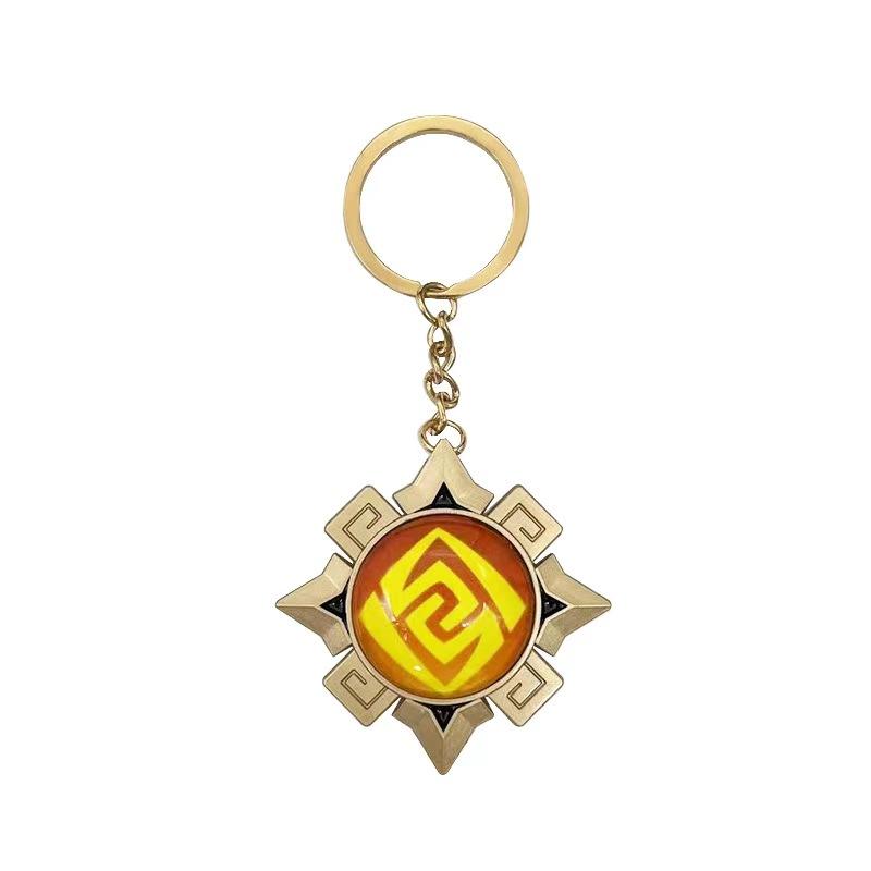 New Teyvat Vision Fontaine Water God Focalors Lyney and Lynette Keychain Luminous 7 Element Eye Of God Toy KeyRing