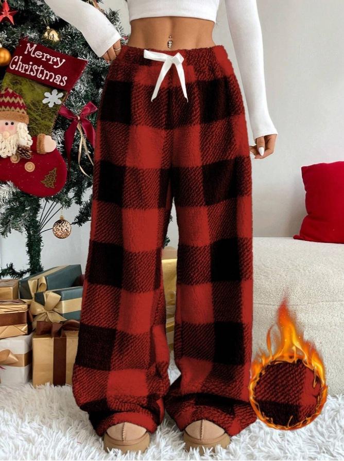 Women Leopard Print Wide Leg Pants Elastic Waist Drawstring Casual Loose Long Trousers