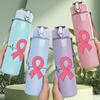 1PC Pink Ribbon Heart Line Art 750ml Color Plastic Sports Water Bottle Leakproof Flip Straw Lid Suitable for Sports Office Home Use