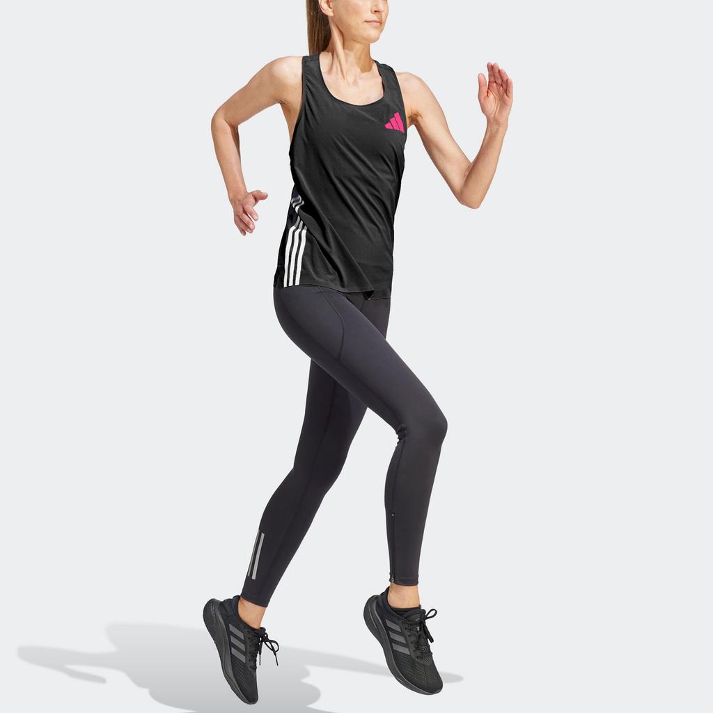 Adidas Adizero Promo Running Tank Top Three Stripe Color Block Sleeveless Women Tops Black IK3988