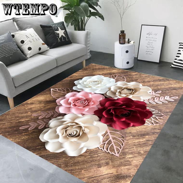 3D Printed Carpet Flower Pattern Living Room Decoration Carpet Sofa Tea Table Mat Bedroom Bedside
