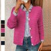 Damen Cardigan mit langen Ärmeln Rundhalsausschnitt Büro Stil Strickpullover Einfarbig Knopf Offene Vorderseite Mantel