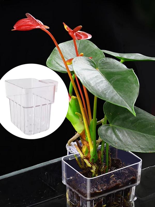 Fish Tank Plant Holder Aquarium Plant Basket Transparent Fish Tank Planter Hydroponic Planting Basket for Fish Tank Landscape