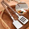 Walnut Handle Frying Spatula Anti-Scalding Fried Steak Shovel Spatula  Outdoor Kitchen Supplies