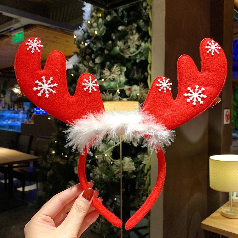 1PC Bow Headband 2025 New Christmas Hair Accessories Santa Claus Tree For Xmas Gifts Deer Horn Cute Hair Bands Party Supplies
