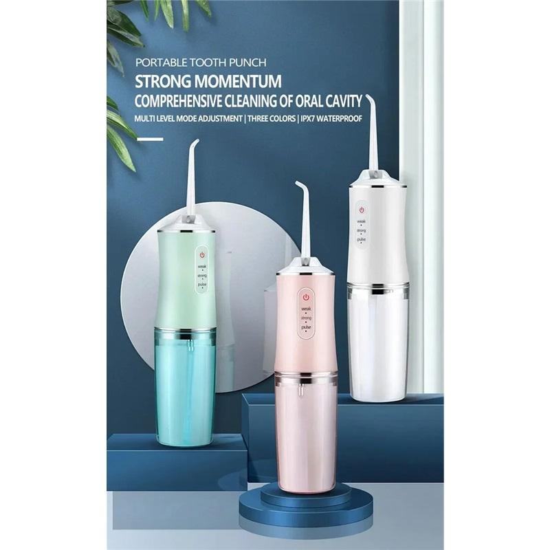 Portable USB Rechargeable Oral Irrigator IPX7 Waterproof Water Flosser 3 Modes 220ml 4 Jet Tips Dental Water Jet