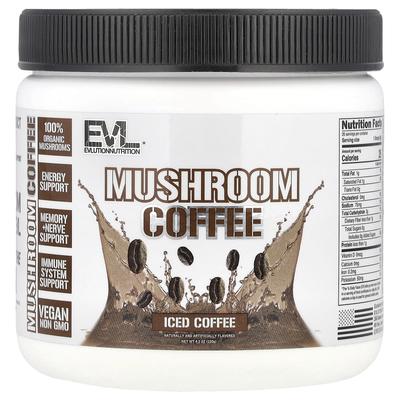 EVLution Nutrition Kávový nápoj s hubami, Ľadová káva, 4,2 oz (120 g)