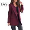 Suit Coat Women Lapel Long Sleeve Flap Pockets Business Casual Jacket Button Decor Slim Fit Solid Color Formal