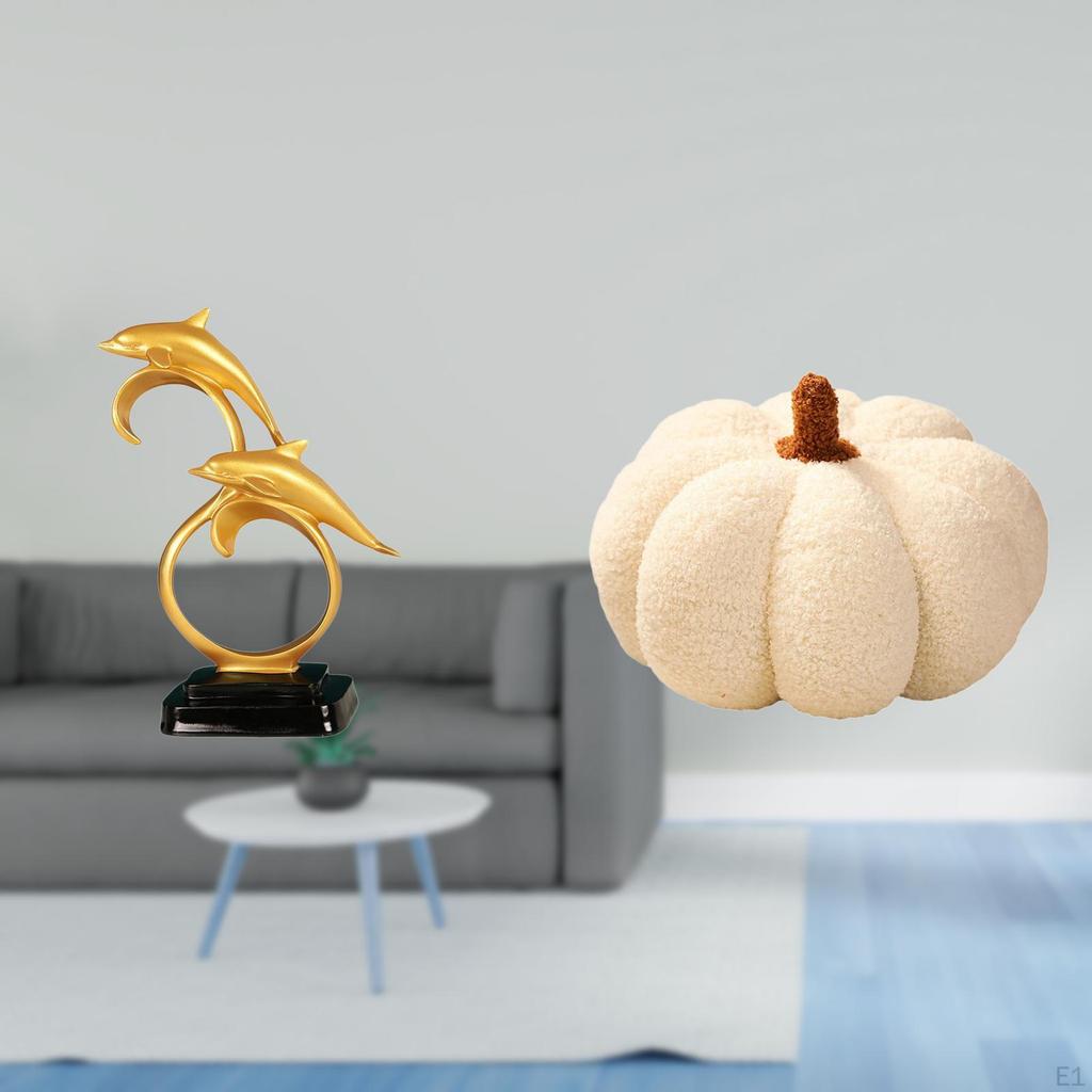 Modern Lifelike Dolphin Figurine And Halloween Pumpkin Pillow Decorative Collectible Ornaments for