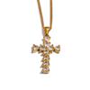 Yhpup Shiny Cubic Zirconia Cross Pendant Necklace 18K Gold Color PVD Plated Fashion Trendy Casting Technology Popular Jewelry