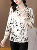 Elegant floral print long-sleeve women's shirt, stylish spring blouse with refined design