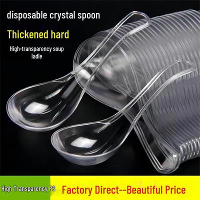 Clear Thick Plastic Dessert Spoons - Individually Wrapped, Sturdy Disposable for Takeaway
