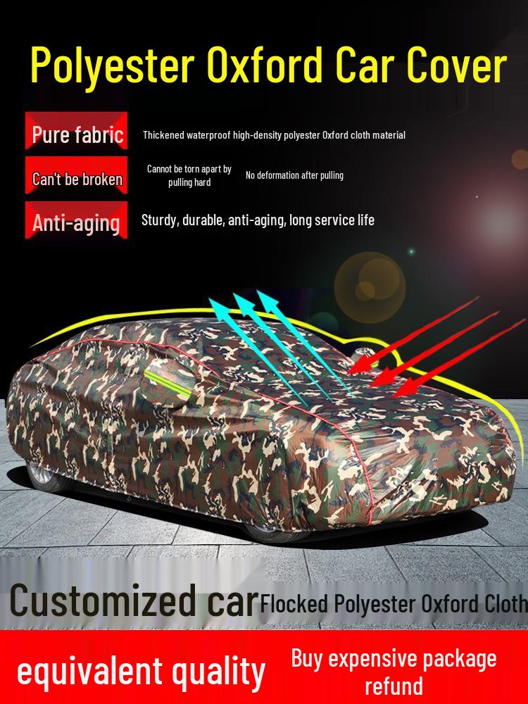 Universal Oxford Cloth Car Cover - Sun, Rain & Heat Protection, All-Season, Winter-Ready Black Oxford Cloth - Fleece Lined
