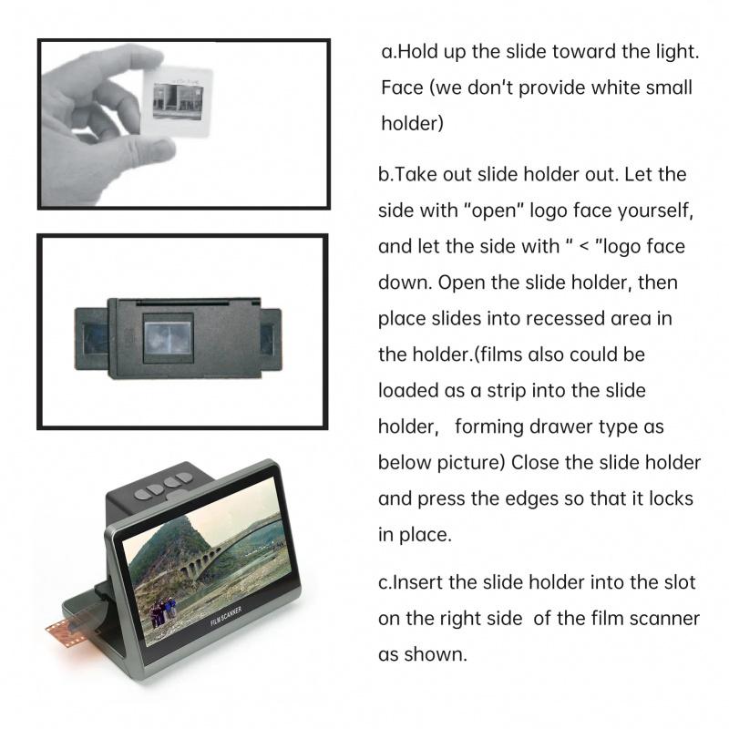 Film And Slide Scanner 7'' LCD Screen For 135 Film(36*24mm)/126KPK /110 Film16GB Support APP 48W Pixels Displa