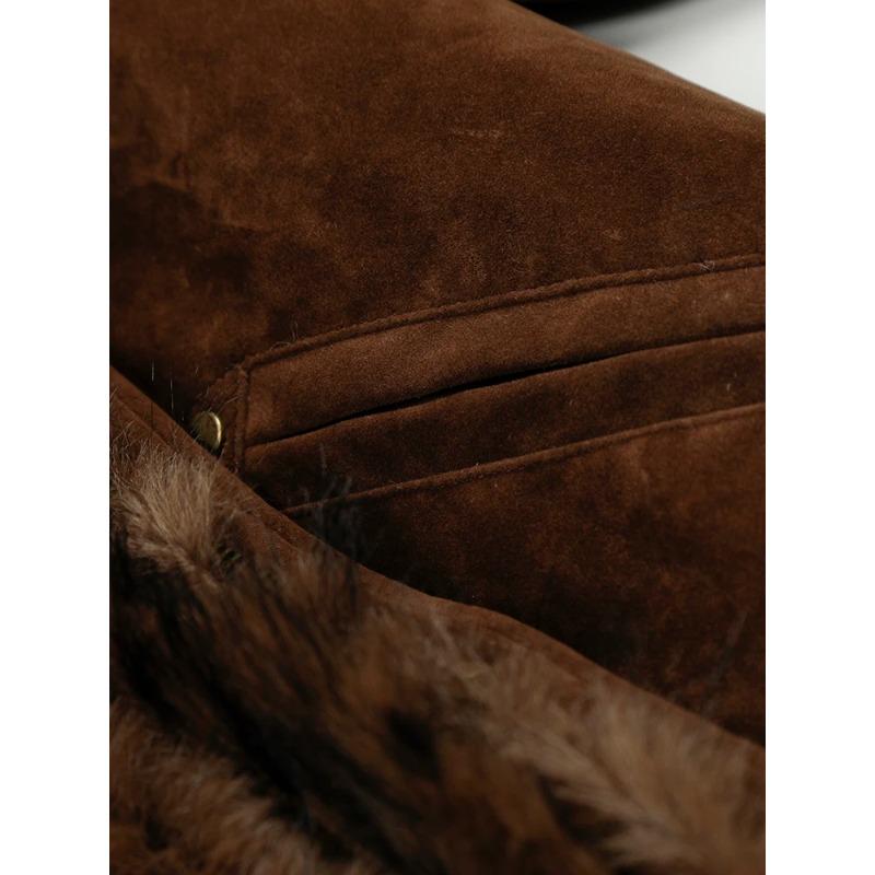 American Style Men's Coats Hooded Faux Fur Single Breasted Loose Solid Color Winter Jackets