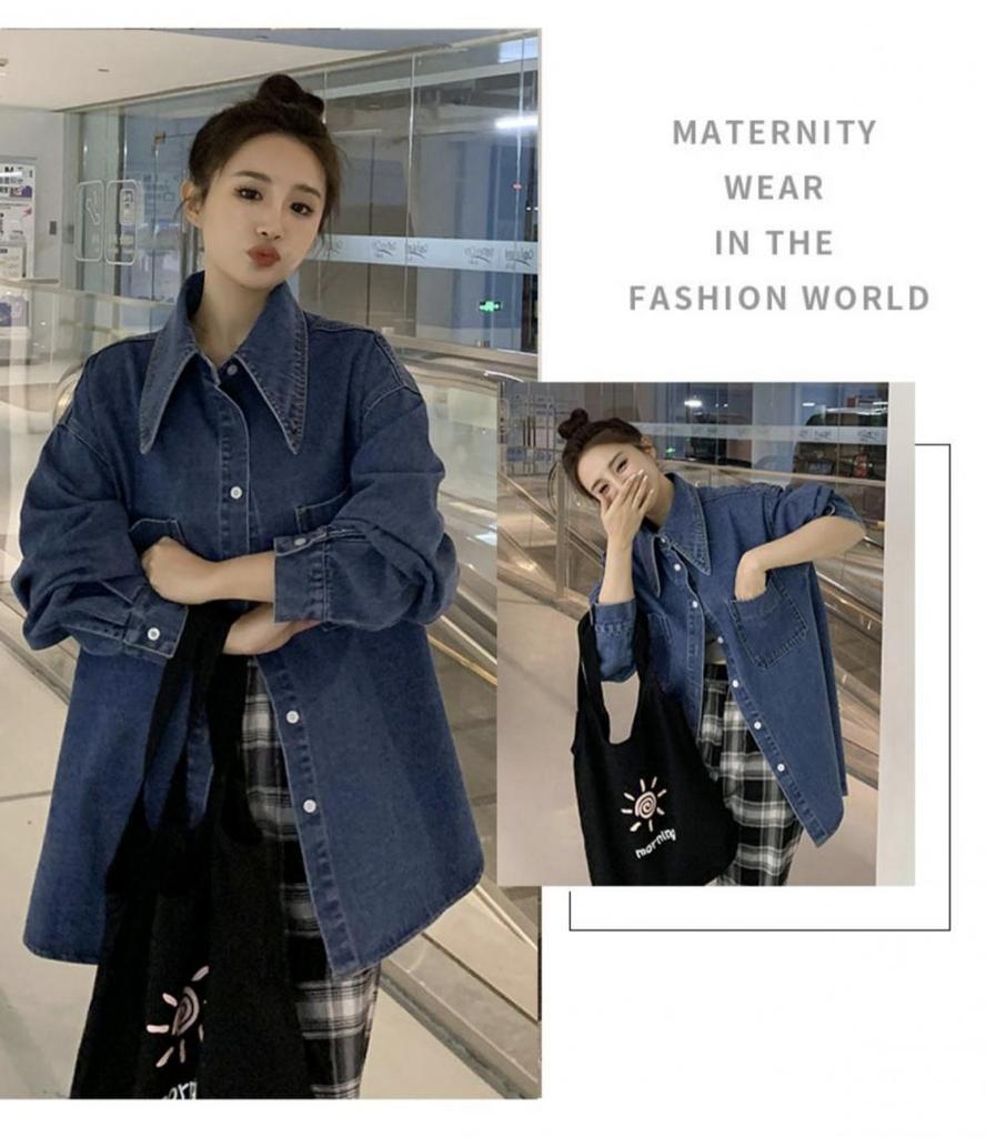 Autumn/Winter Korean-Style Loose Denim Oversized Pointed Collar Shirt Jacket