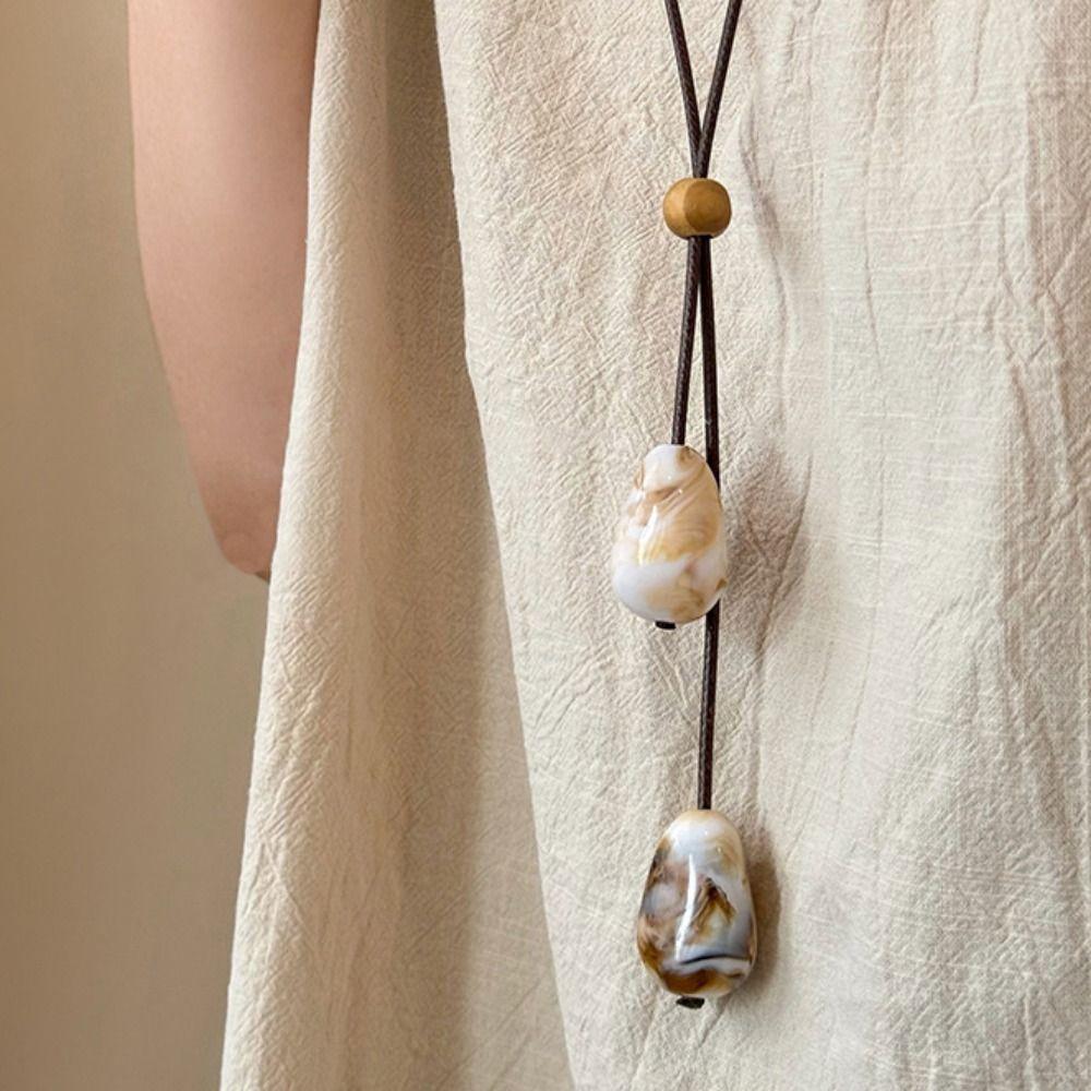 Adjustable Bohemia Pendant Necklace Braided Rope Clavicle Chain Elegant Sweater Chain  Daily Wear