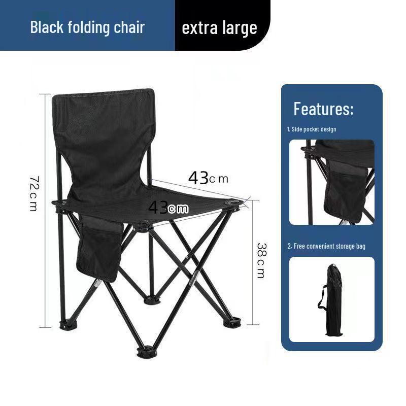 Portable Folding Camping Chair with Backrest and Table - Moisture-Proof, Thickened for Outdoor Leisure and Fishing