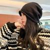 Pop Stil Show Gesicht Kleiner Stapelhut Kordelzug Baggy Slouchy Beanie Damen Herbst Ohrwärmer Skullies Mütze Einfarbige Strickmütze