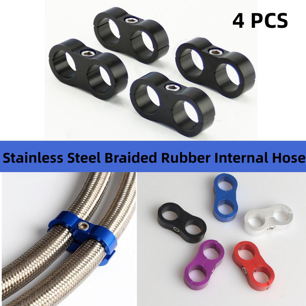 4Pcs AN10 19MM Hose Separator Clamp Fitting Adapter Bracket Black for Tidy Hose