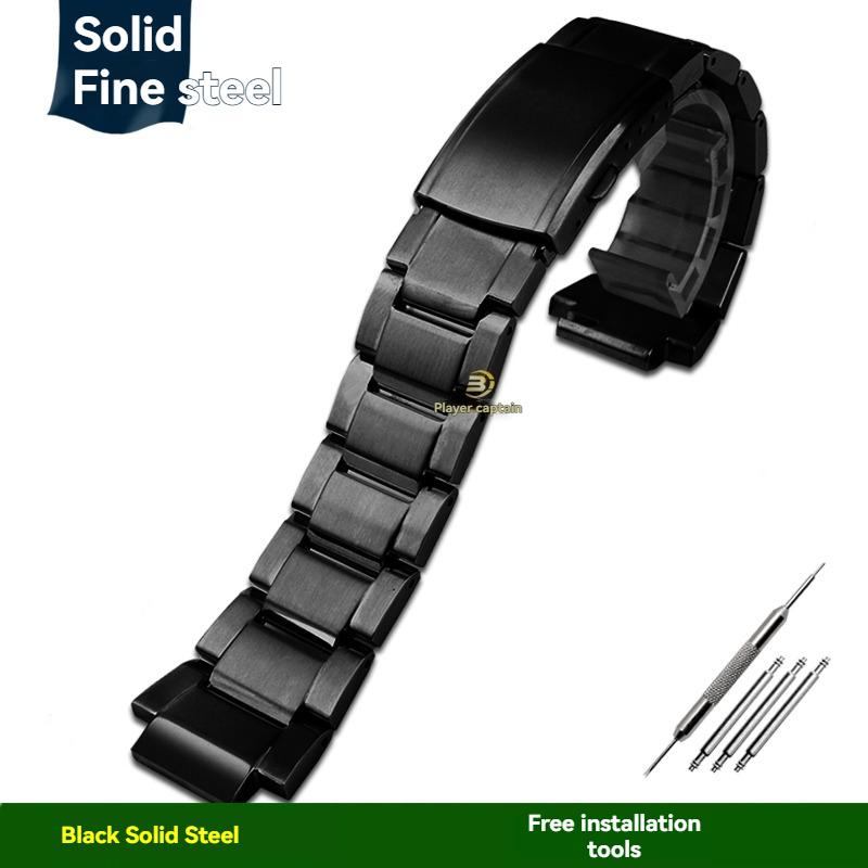 Cinturino in Acciaio Inossidabile per Casio G-Shock GST-B200/B200D | Braccialetto con Attacco 24x16mm | Cinturino Metallico da Uomo Argento/Nero
