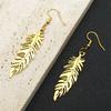 Boho Feather Pendant Earring Drops for Women Stainless Steel Gold Color Bohemia Leaf Dangle Earrings Jewelry Gift E3394 S01