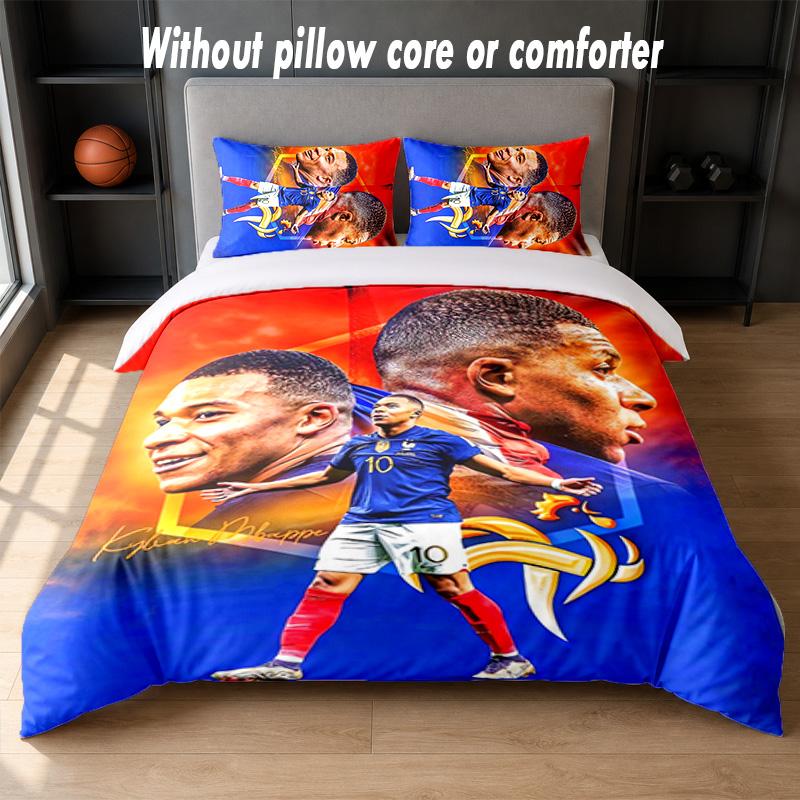 Kylian Mbappe Design Bed Bedding Set 1 Duvet Cover + 2 Pillowcases Soft Breathable Household Bed Linens