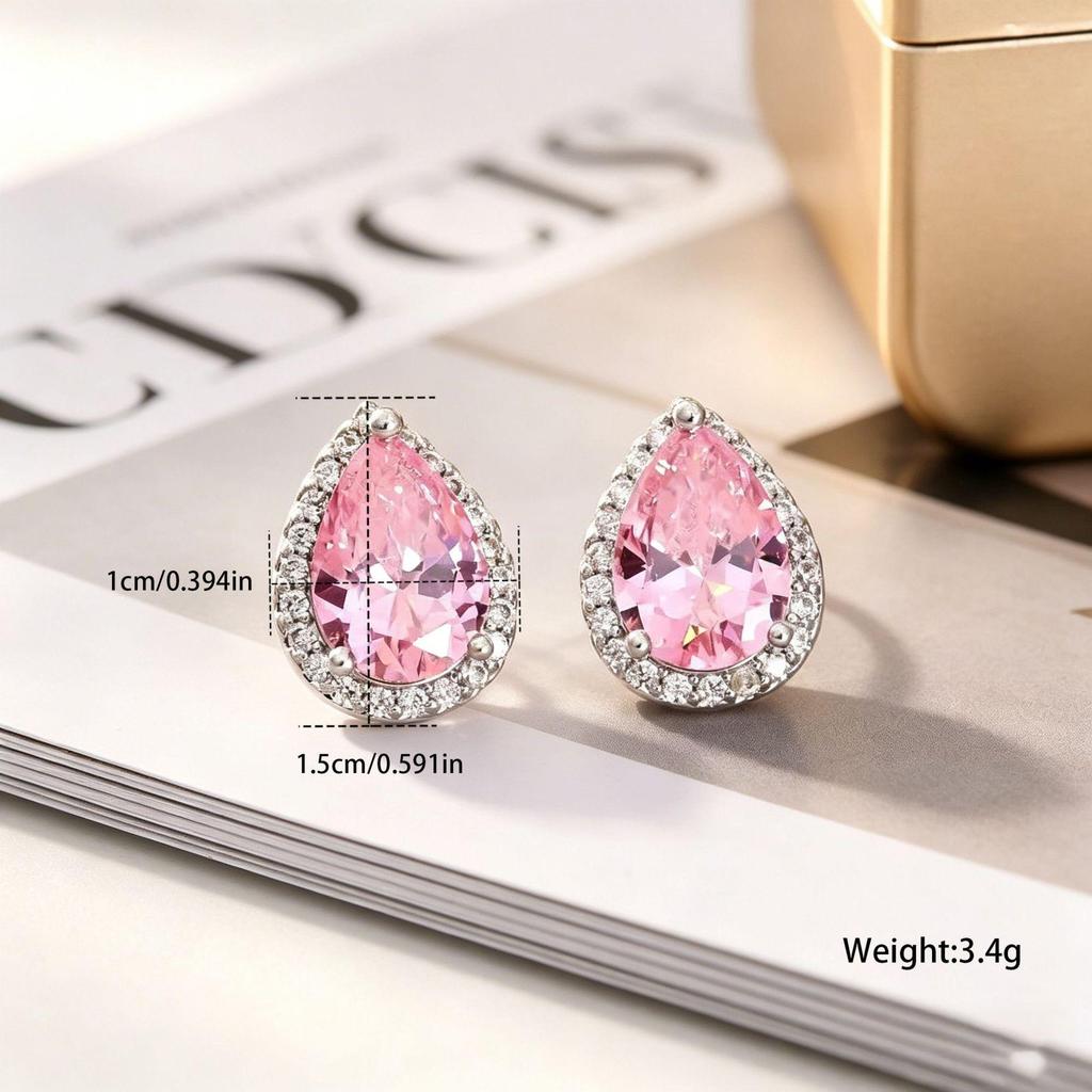 Yanbai Pear Shape Water Drop Earrings for Women - European & American Fashion, Classic Style Studs