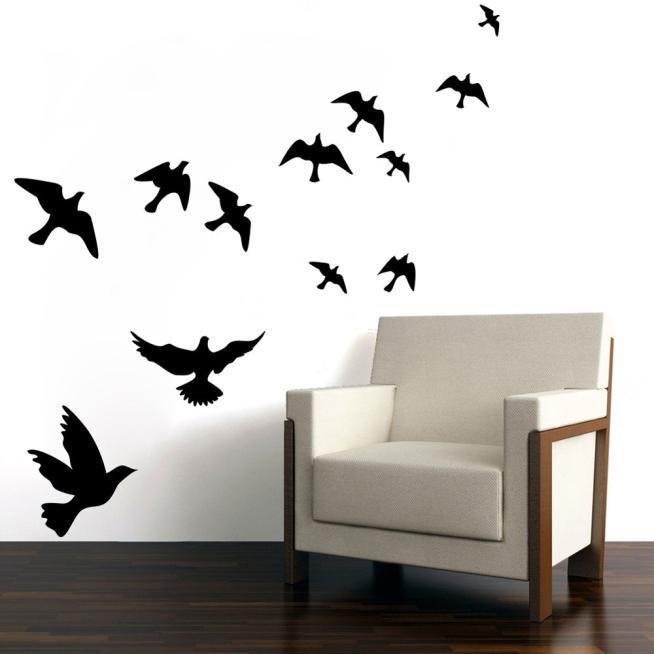 (Nikita) Birds Wall Decals Mural Sticker Removable Home Room Decor Vinyl Art DIY BK
