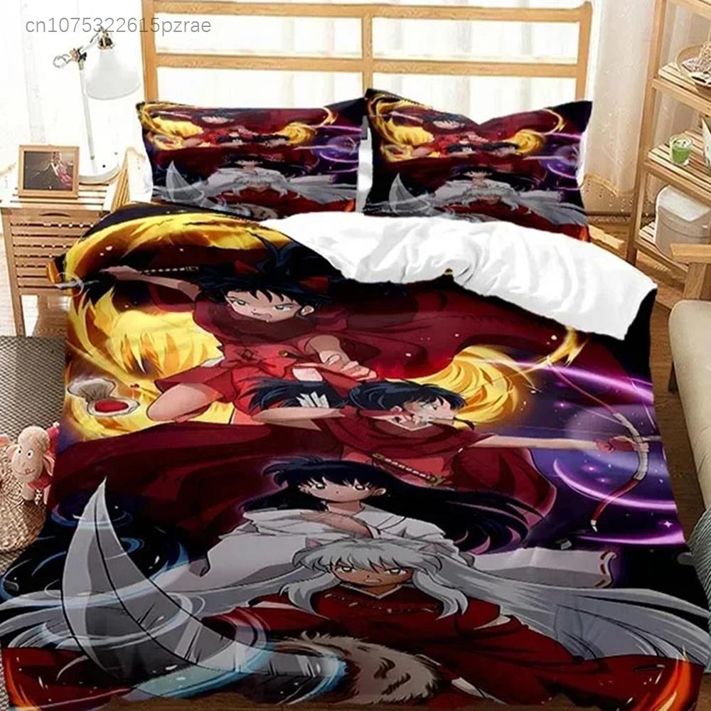 3D Print Anime Inuyasha Duvet Cover Sesshoumaru Bedding Set Double Twin Full Queen Kids Bedclothes Quilt Cover