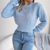 Autumn and Winter Street Style Twist Long-sleeved Navel-baring Knitted Sweater