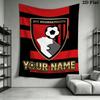 Custom Name Afc Bournemouth Wall Tapestry Aesthetic Wall Hanging Printed Fabric Blanket Decorative Tapestries for Bedroom Living Room Home Decor