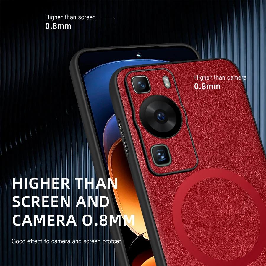 For Huawei P60 P60 Pro PU Leather Magnetic Ring Soft Edge Anti-Drop Anti-Fingerprint Phone Case