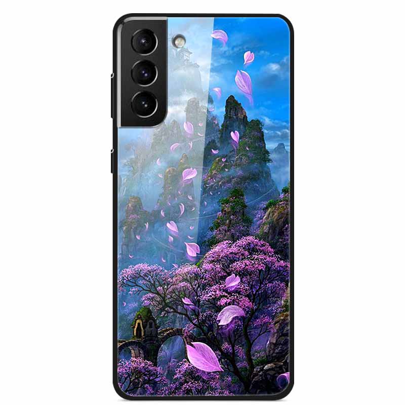 For Samsung S22 5G Cases S22Plus S22Ultra 5G Tempered Glass Hard Back Cover for Samsung Galaxy S22 Plus Case S22Ultra S22+ Cover