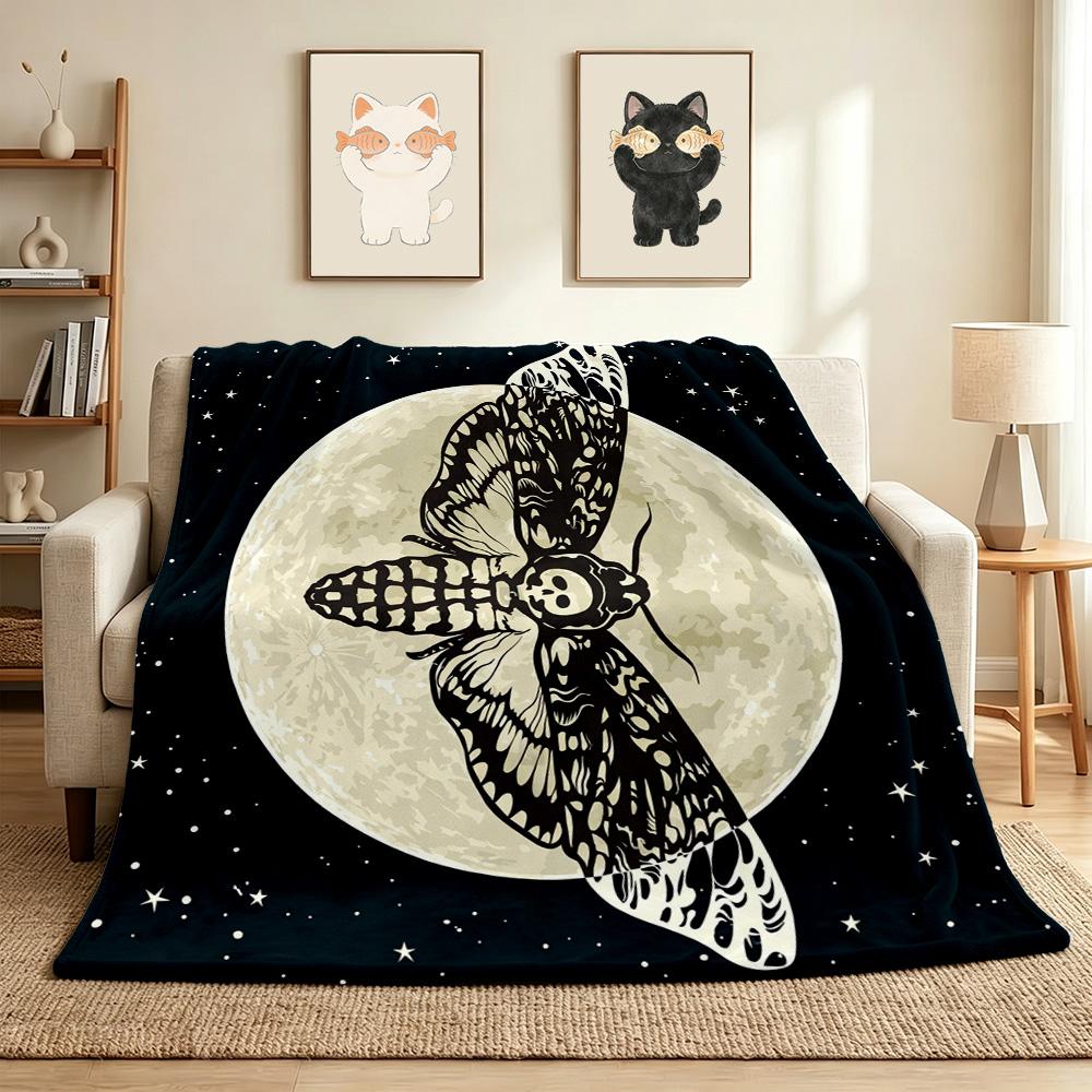 Moon Moth Flannel Blanket Throw Blanket Soft Warm Sofa Bed Camping Car home Decor Unique Christmas Gift C930704